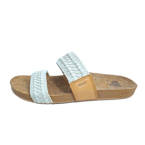 REEF Women's 10 Cushion Vista Thread Sandals Cork Braided White Brown Beach Pool - Picture 5 of 10